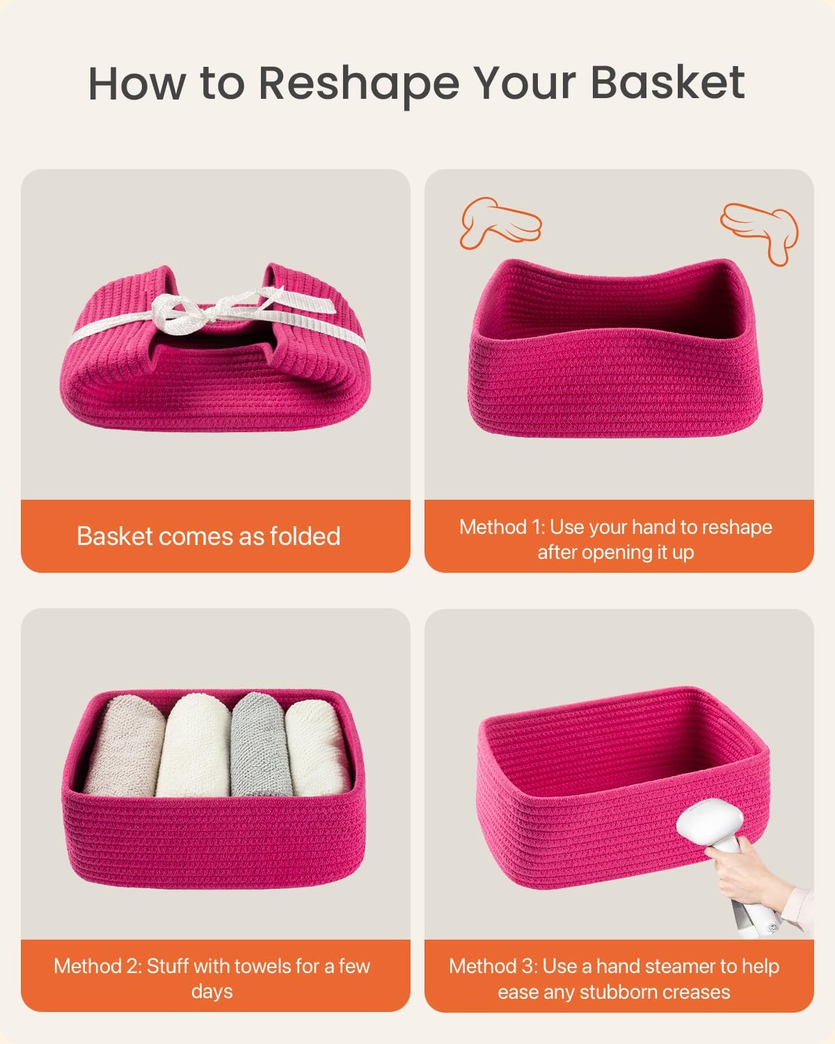 Set of three small woven storage baskets by KALLAX, 12x8x4.5 inches, made of rope for organizing shelves and spaces.