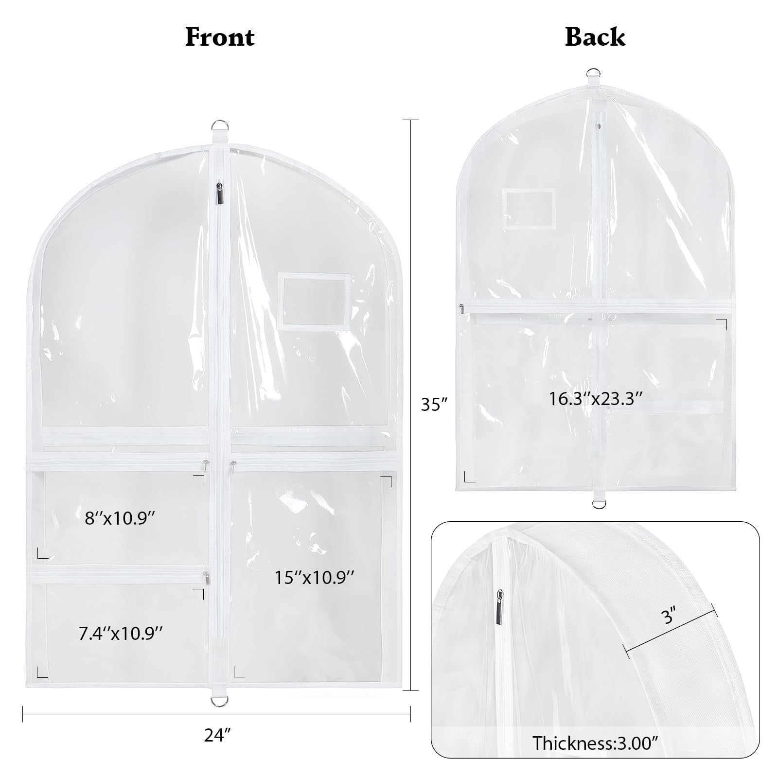 Clear PVC dance costume garment bag by Univivi, 35 inches, ideal for dance competitions and storing dance costumes.