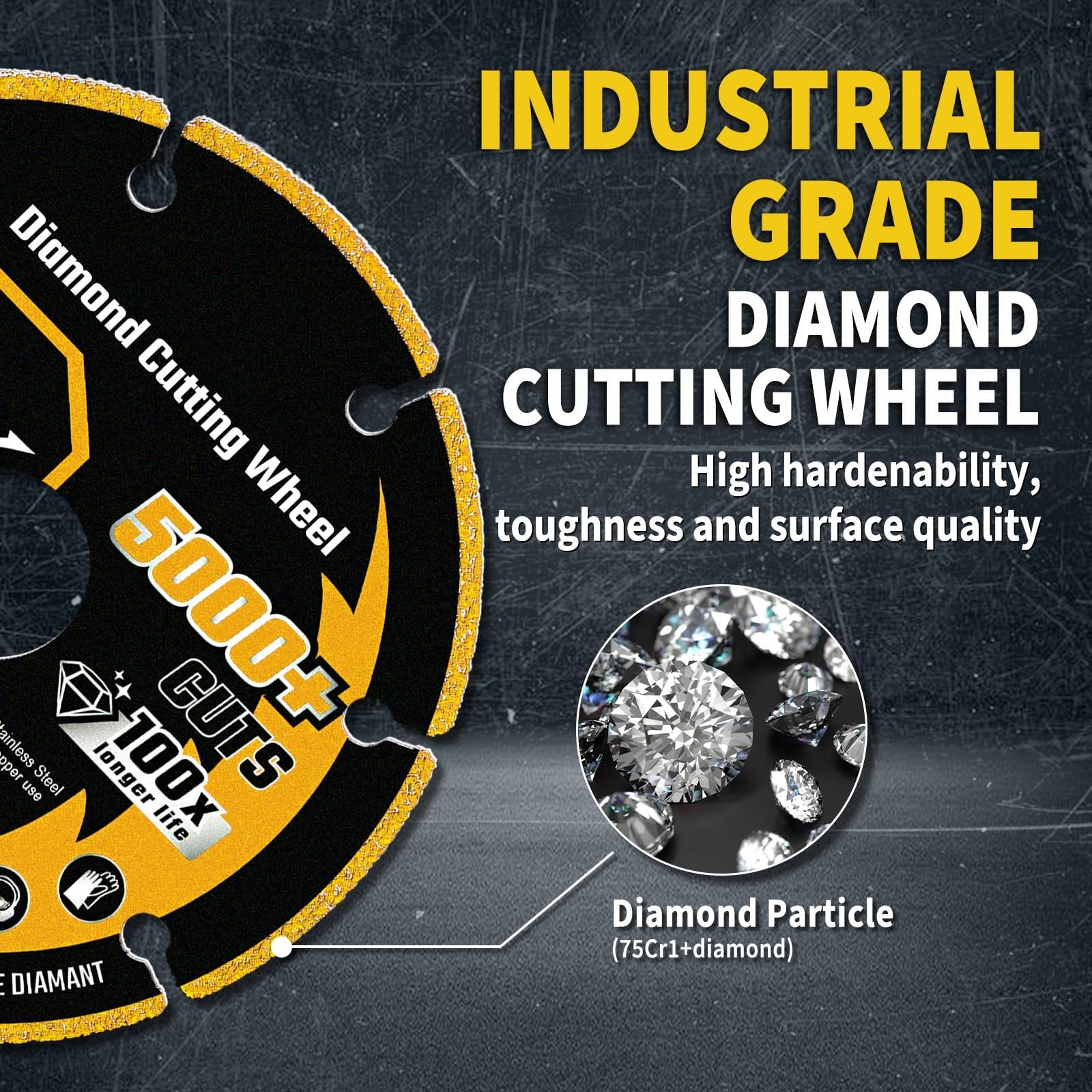 Revvstark 5-pack 4.5-inch diamond cut-off wheels, featuring durable abrasive blades for metal and stone cutting applications.