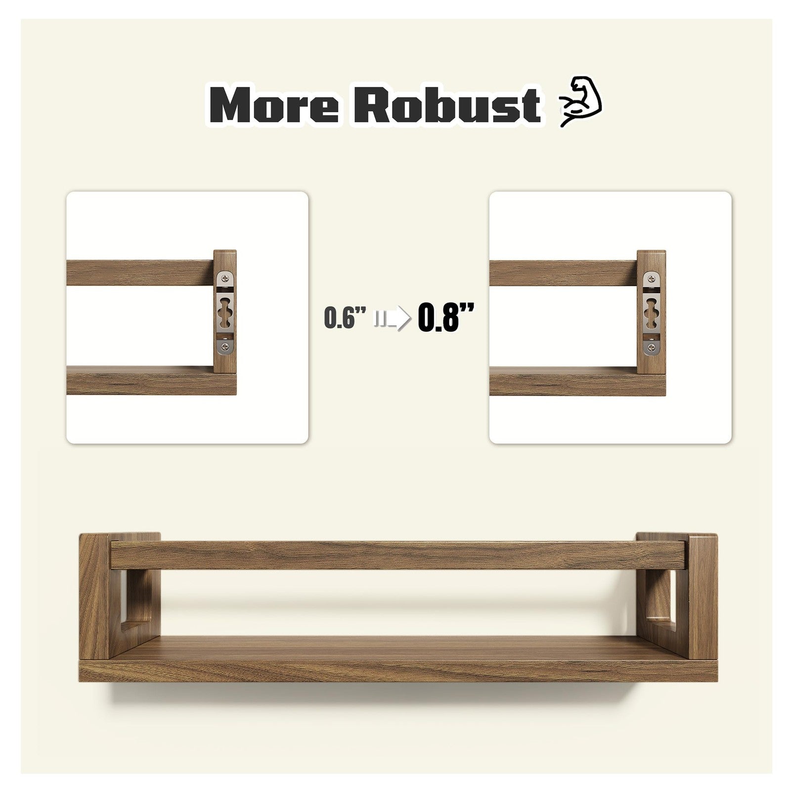 TidyCorner upgraded thick solid wood floating shelves mounted on wall, modern bookshelf for books and décor display