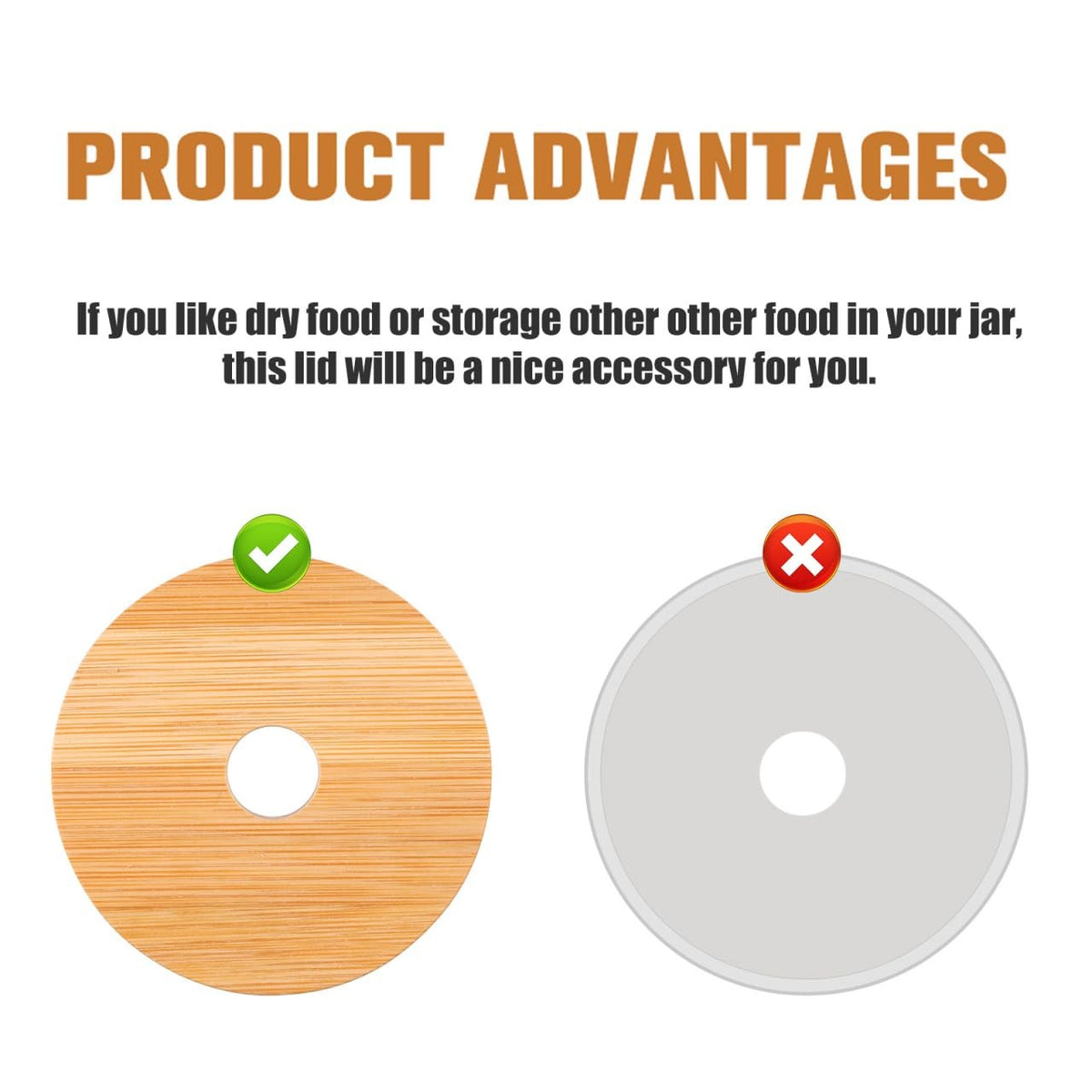 Reusable bamboo jar lids with straw holes, for beer cans and glasses, featuring natural bamboo with a smooth finish.