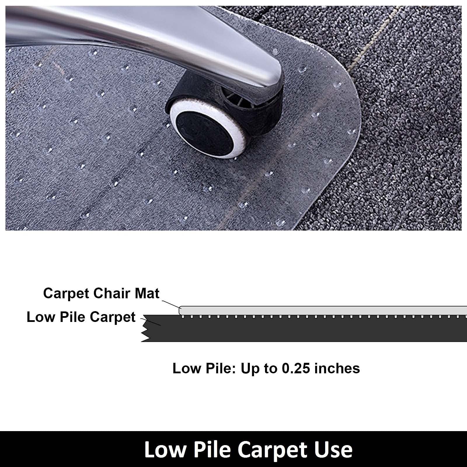AiBOB chair mat for low pile carpet floors, 53 x 45 inches, flat with no curling, clear plastic for easy movement and protection.