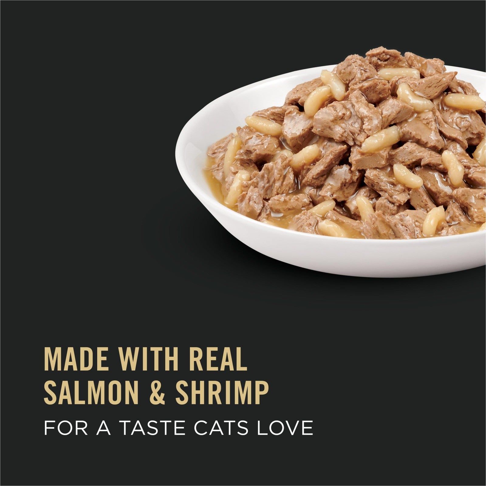 Purina Pro Plan wet cat food variety pack with salmon, shrimp, and rice pate in 3oz cans, 24-pack.