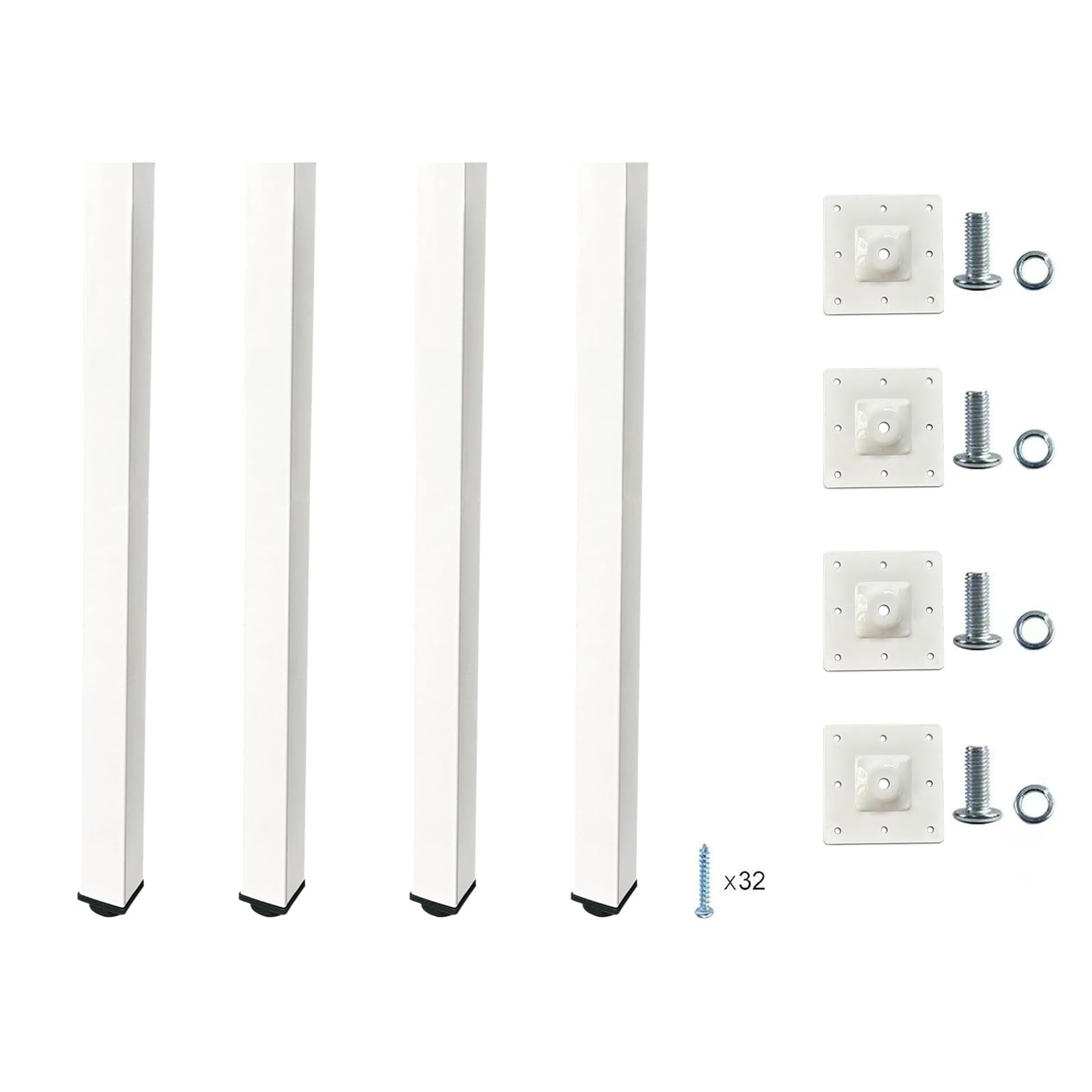Qllly 28-inch adjustable metal desk legs with square design, ideal for office tables and furniture.