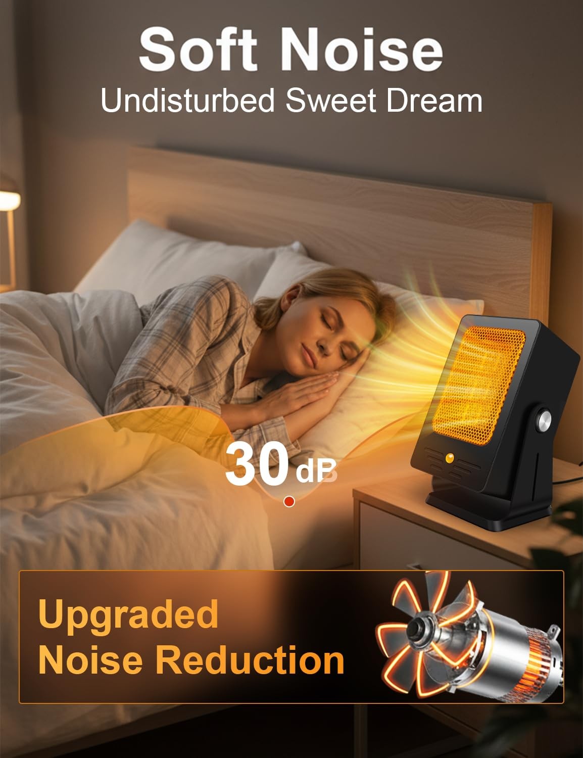 Verminget indoor space heater, small desktop PTC heater with compact design and visible heating element for fast warmth.