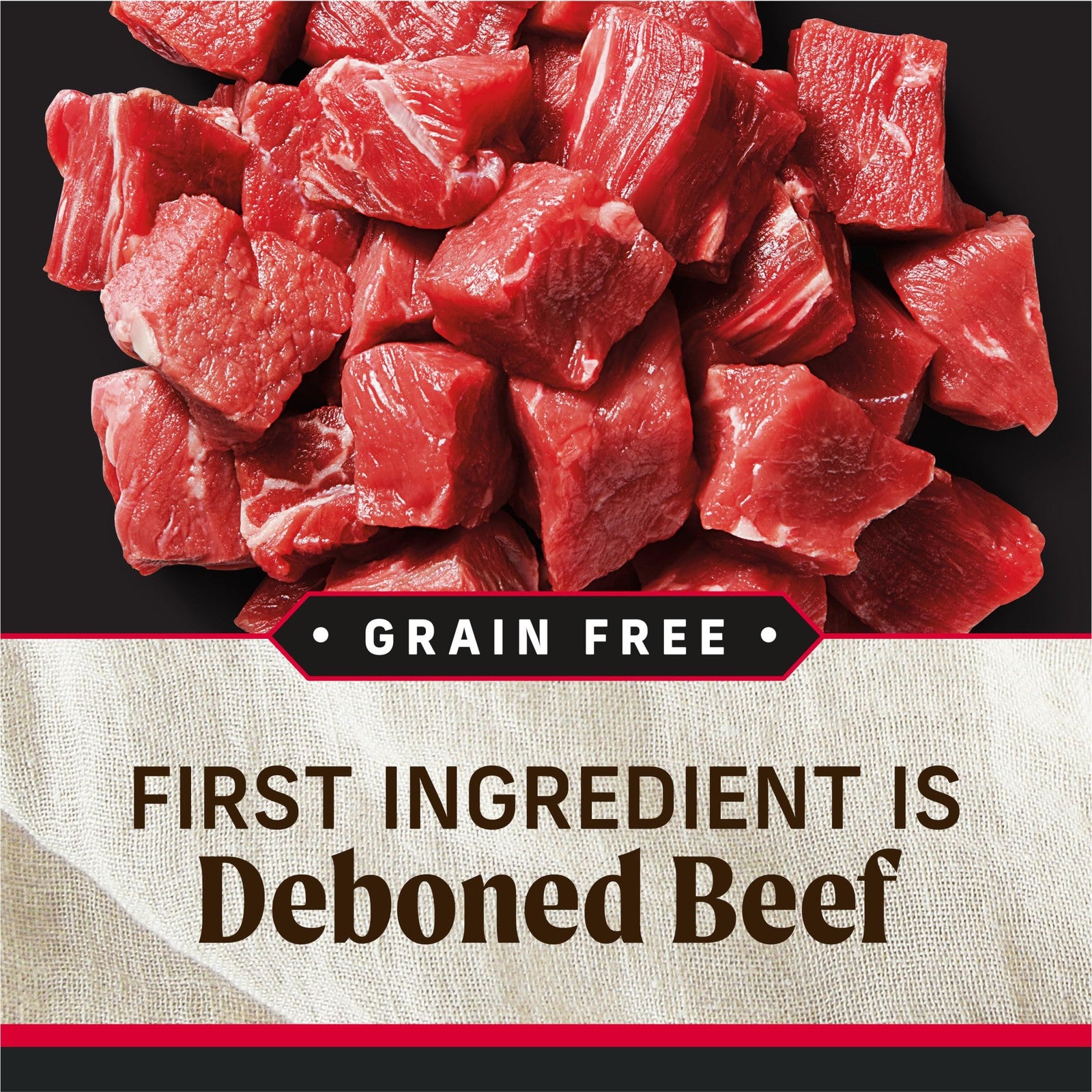 Canned wet dog food by Merrick, grain-free, soft and healthy, with a savory meat and vegetable recipe in a sealed can.