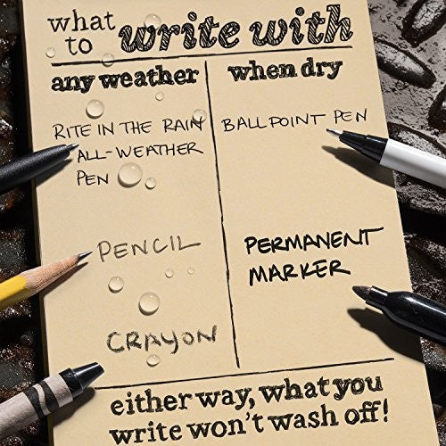 Rite in the Rain weatherproof 3x5 spiral notebook kit with tan CORDURA cover and pen, designed for outdoor note-taking.