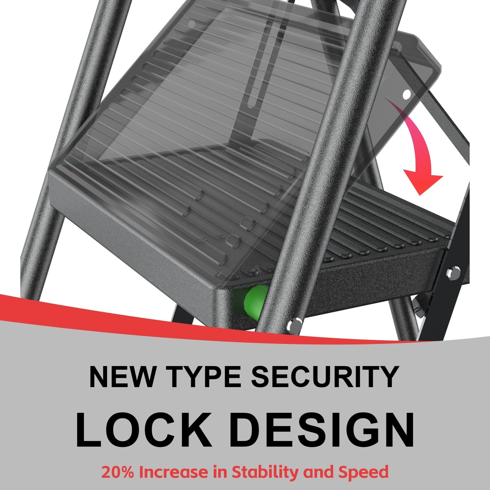 DiamondForge foldable step ladder with three steps, compact design, suitable for home, kitchen, and adult use.