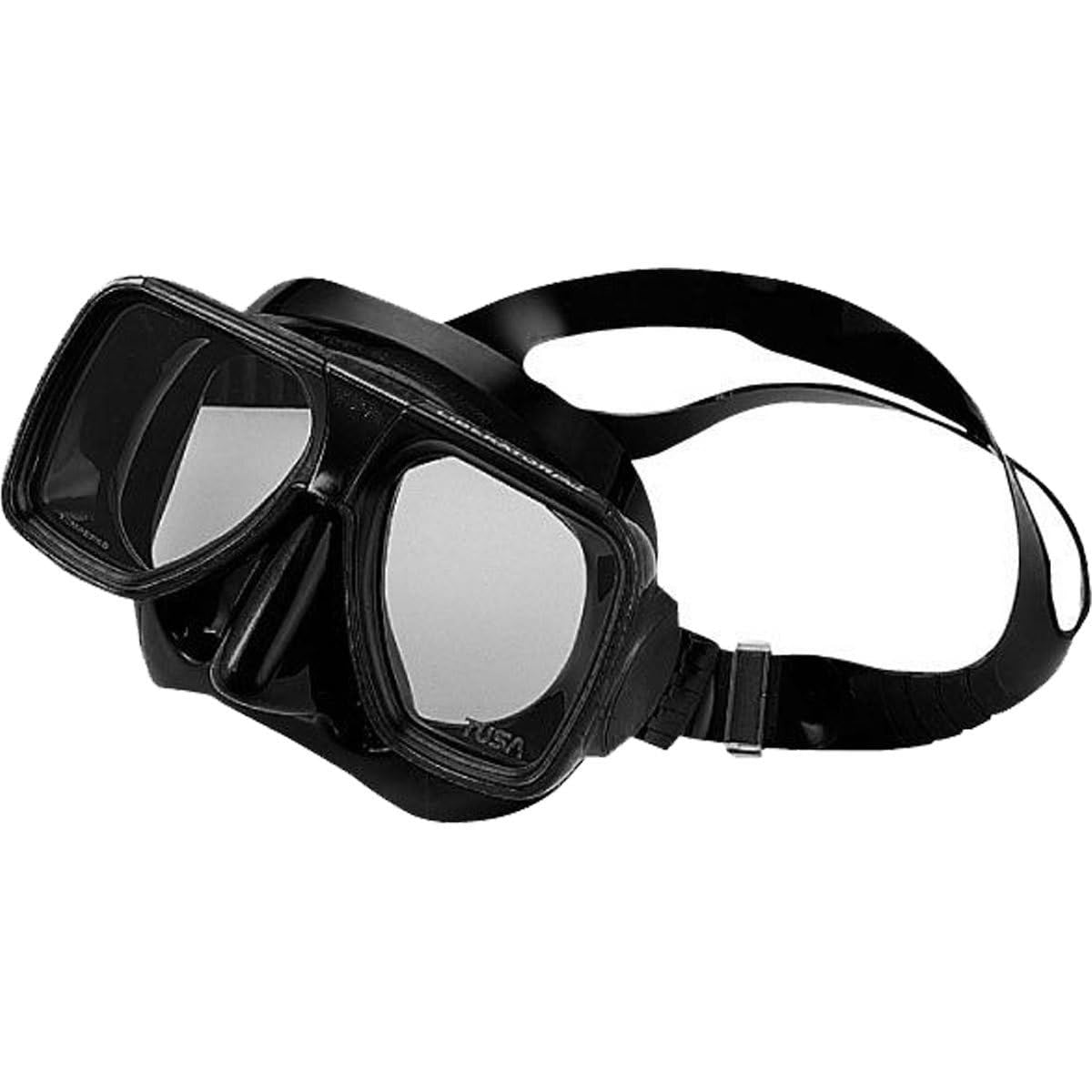 TUSA TM-5700 Liberator Plus scuba diving mask in cobalt blue with clear silicone skirt and adjustable strap.