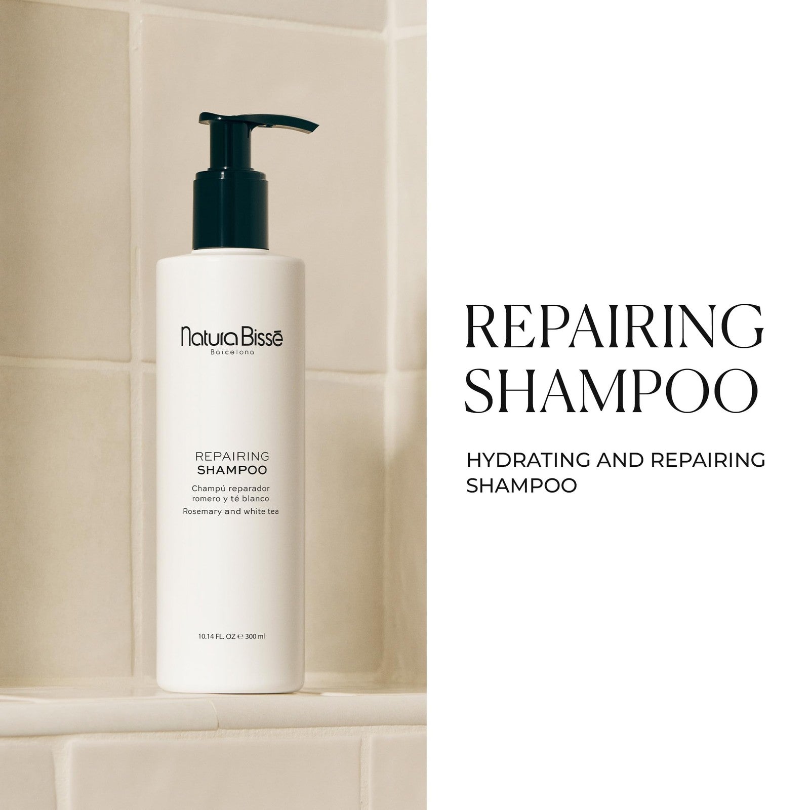 Natura Bissé Repairing Shampoo with rosemary and white extracts, hydrating and nourishing hair for healthy, shiny hair.