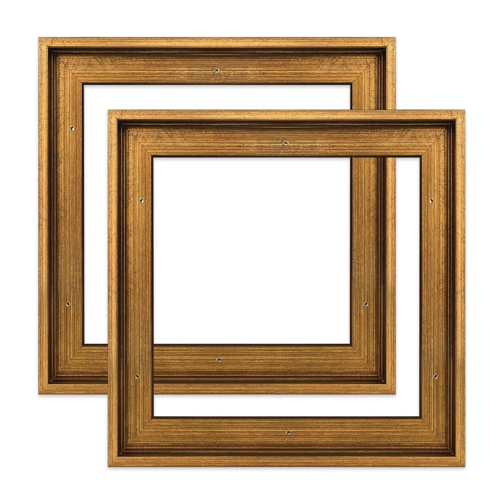 FOLKOR 14x14 inch rustic floater frame for canvas paintings, set of two, showcasing a sleek floating design.