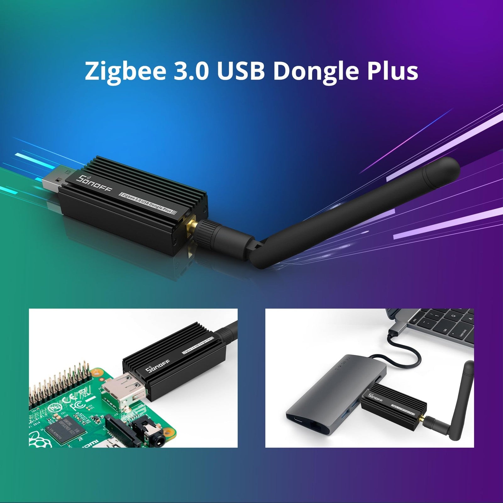 SONOFF Zigbee 3.0 USB Dongle Plus-E gateway with USB connector for universal wireless Zigbee smart home device connectivity