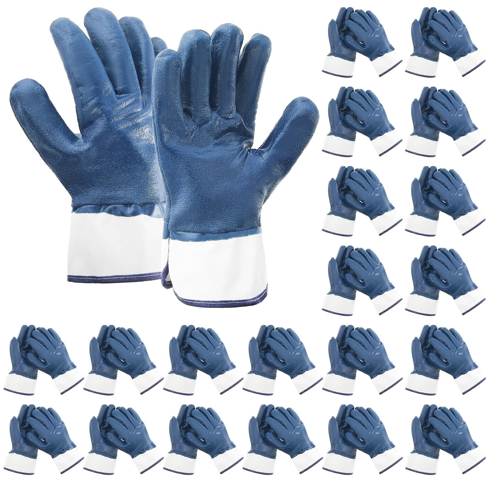 Teenyyou 20 pairs of oil-resistant nitrile gloves for men, fully coated, heavyweight industrial safety gloves, durable work protection
