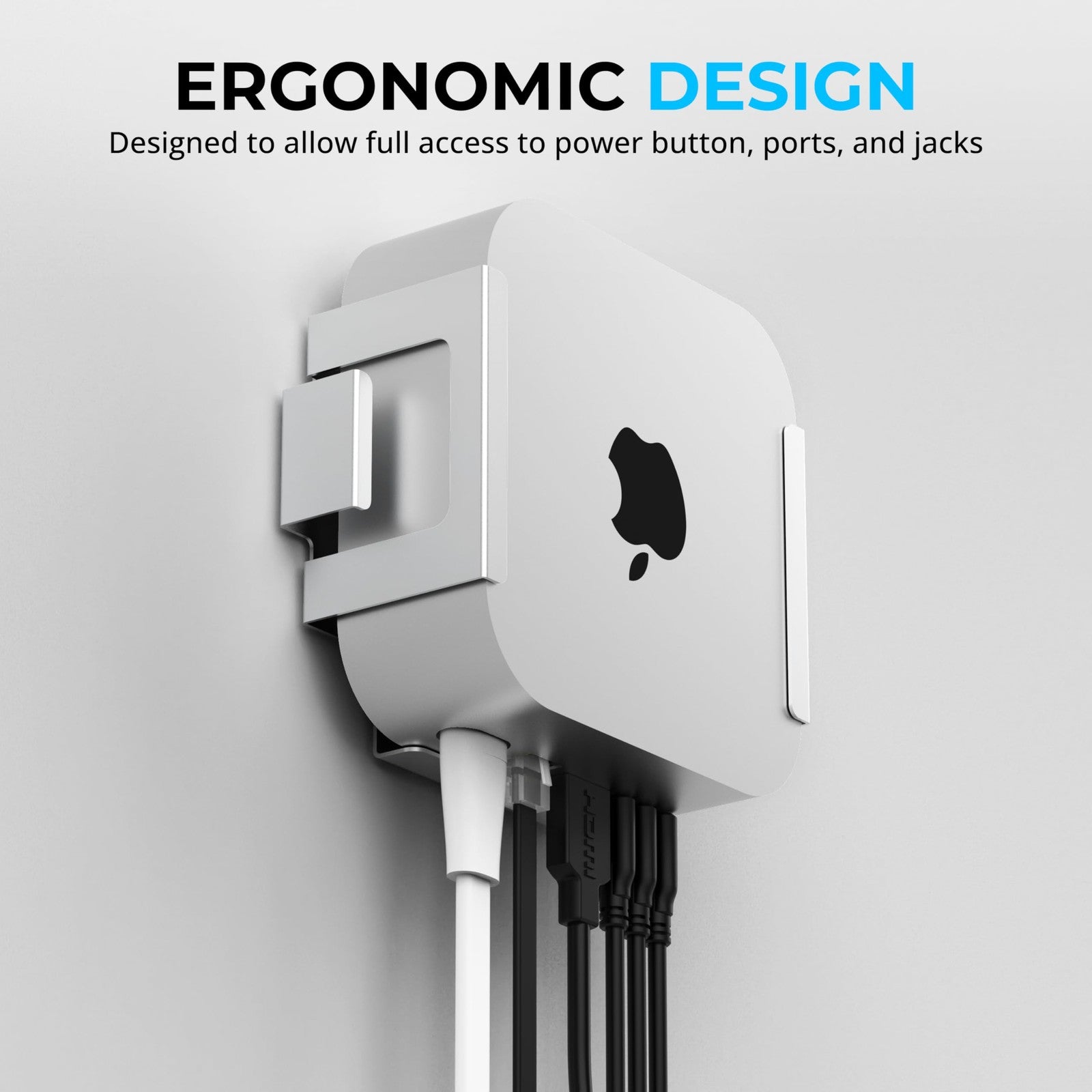 SABRENT aluminum desk and wall mount for Mac mini (2024+), scratch-resistant finish, securely holds Mac mini for workspace setup.