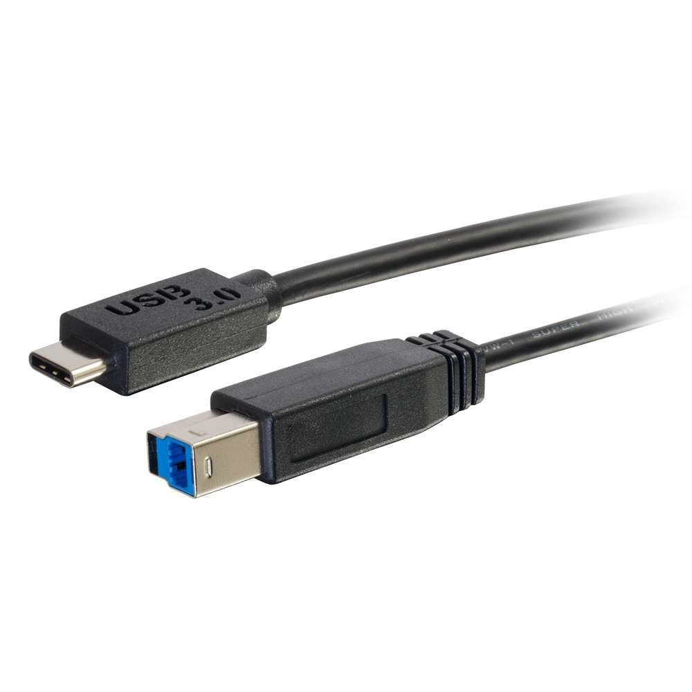 C2G USB 3.0 USB-C to USB-B cable, 10ft length, for Thunderbolt 3, Chromebook, Galaxy devices, male-to-male connections