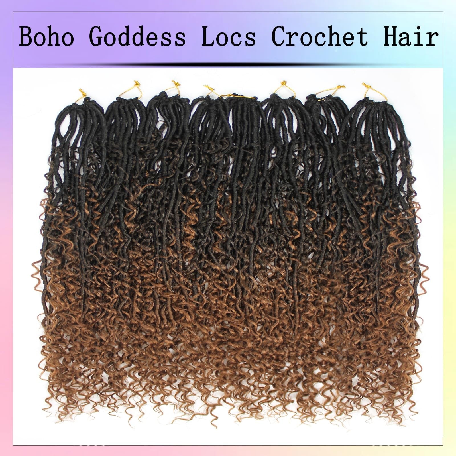 Trekci Boho Faux Locs Crochet Hair, 30-inch goddess soft locs in natural brown, displayed in 8 packs for stylish crochet hair.