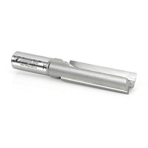 Amana Tool carbide-tipped straight plunge router bit, 5/8-inch diameter, 2-inch length, 1/2-inch shank, for woodworking.