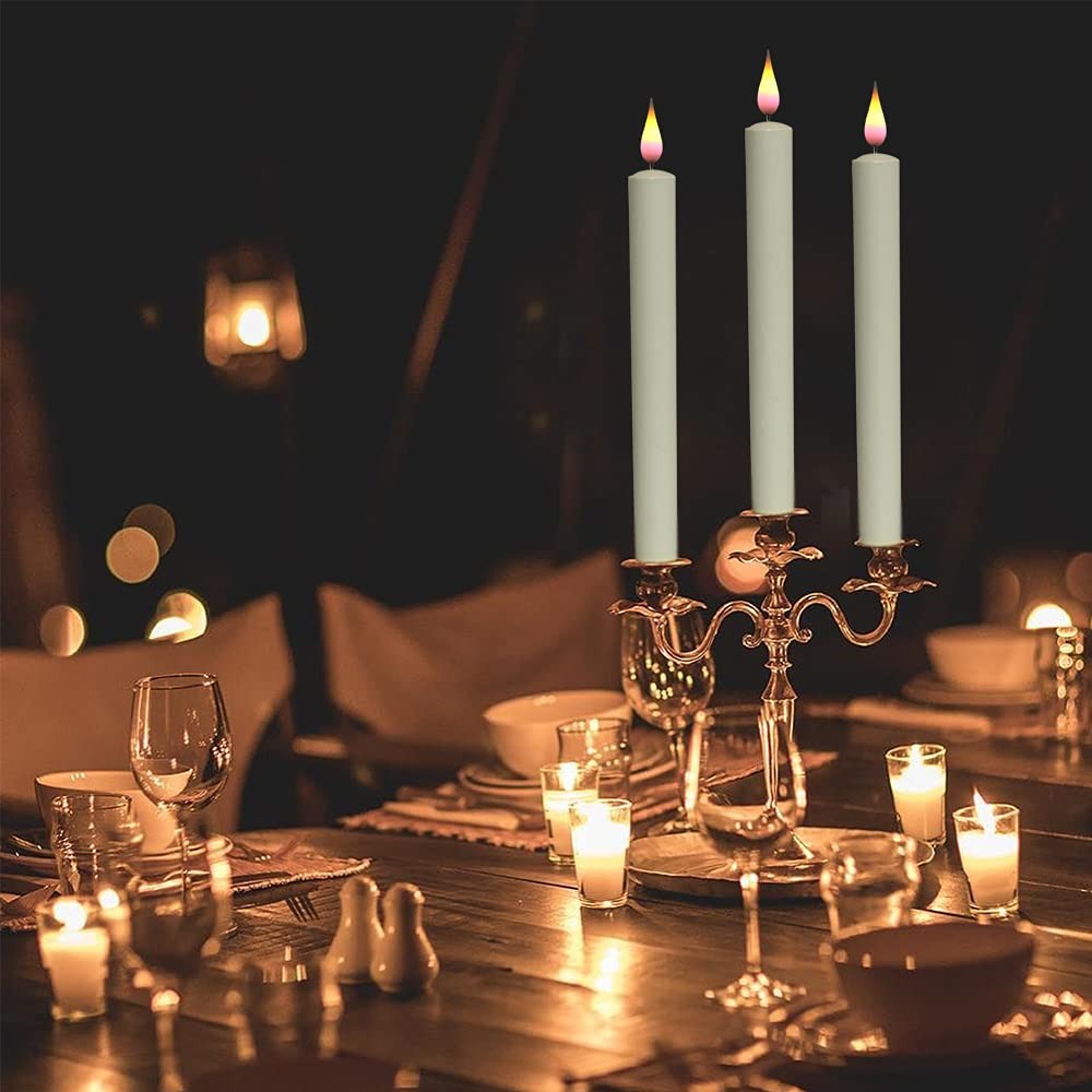 Wondise Ivory taper window candles with remote control and timer, featuring 3D wick design for elegant home decor.