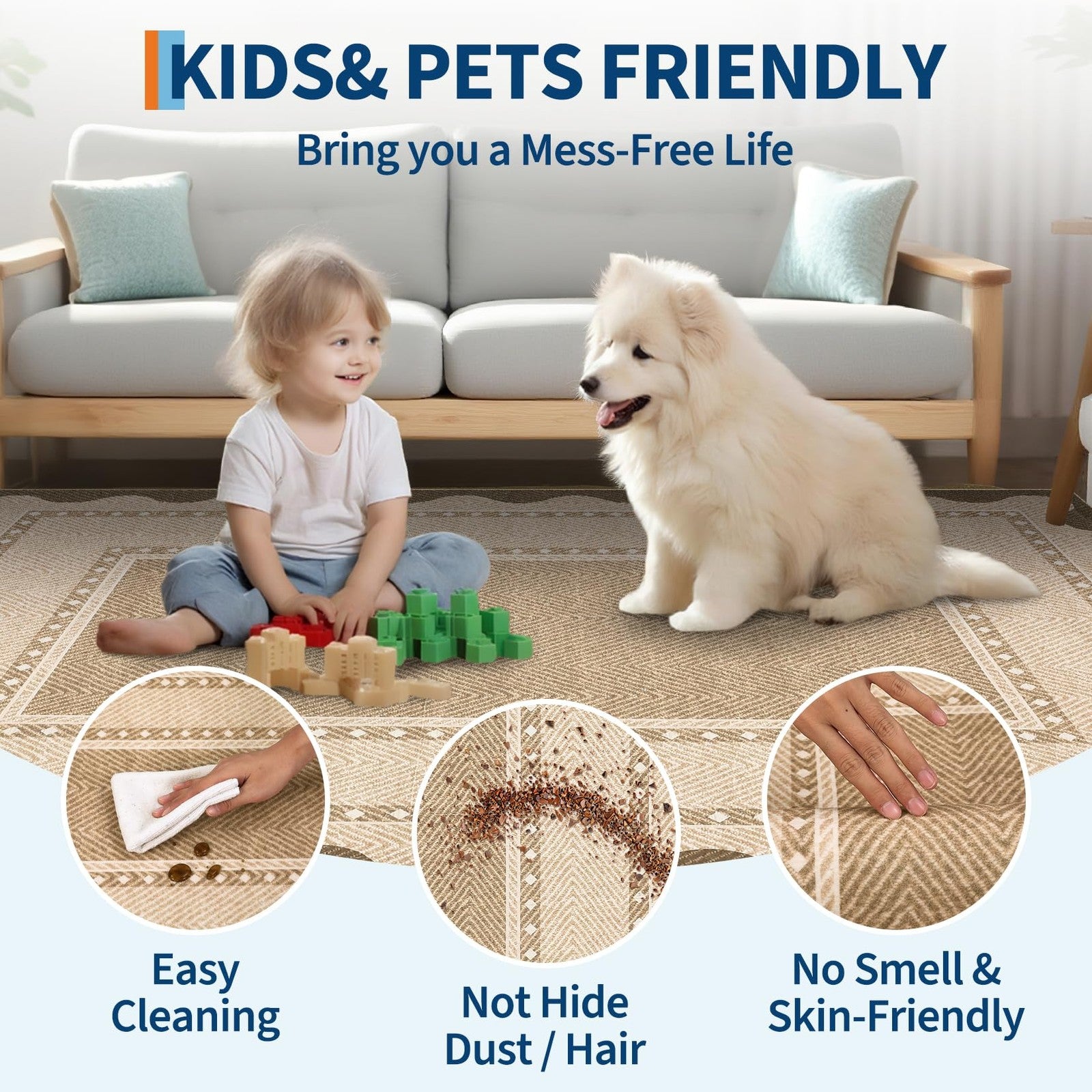 Garveehome modern neutral 9x12 area rug with washable design, suitable for living room decor, featuring a stylish, contemporary pattern.