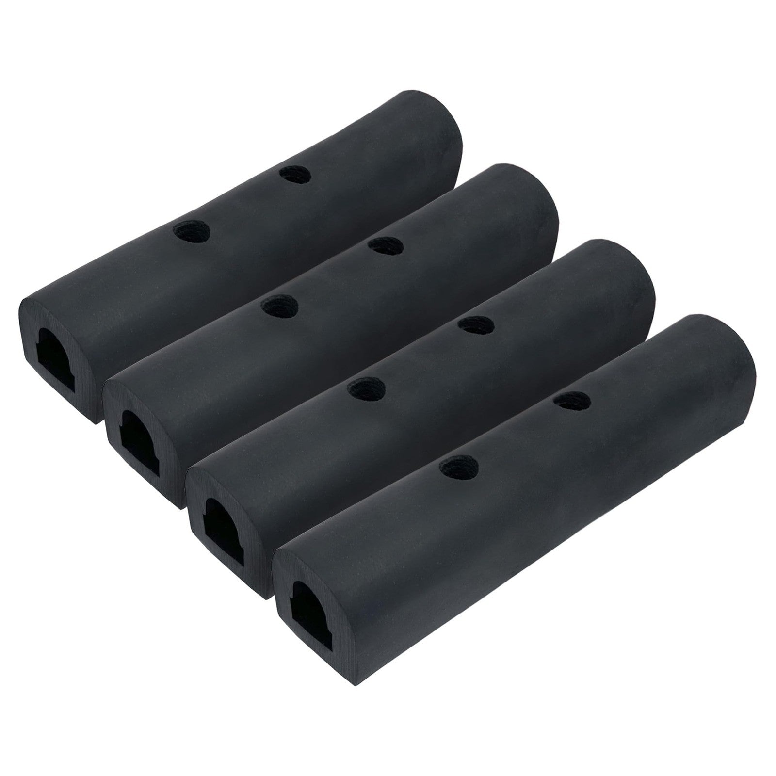 A.A rubber bumper strip, universal 10x2x2 inch protection guard for vans, trucks, and trailers, shown mounted on a vehicle.