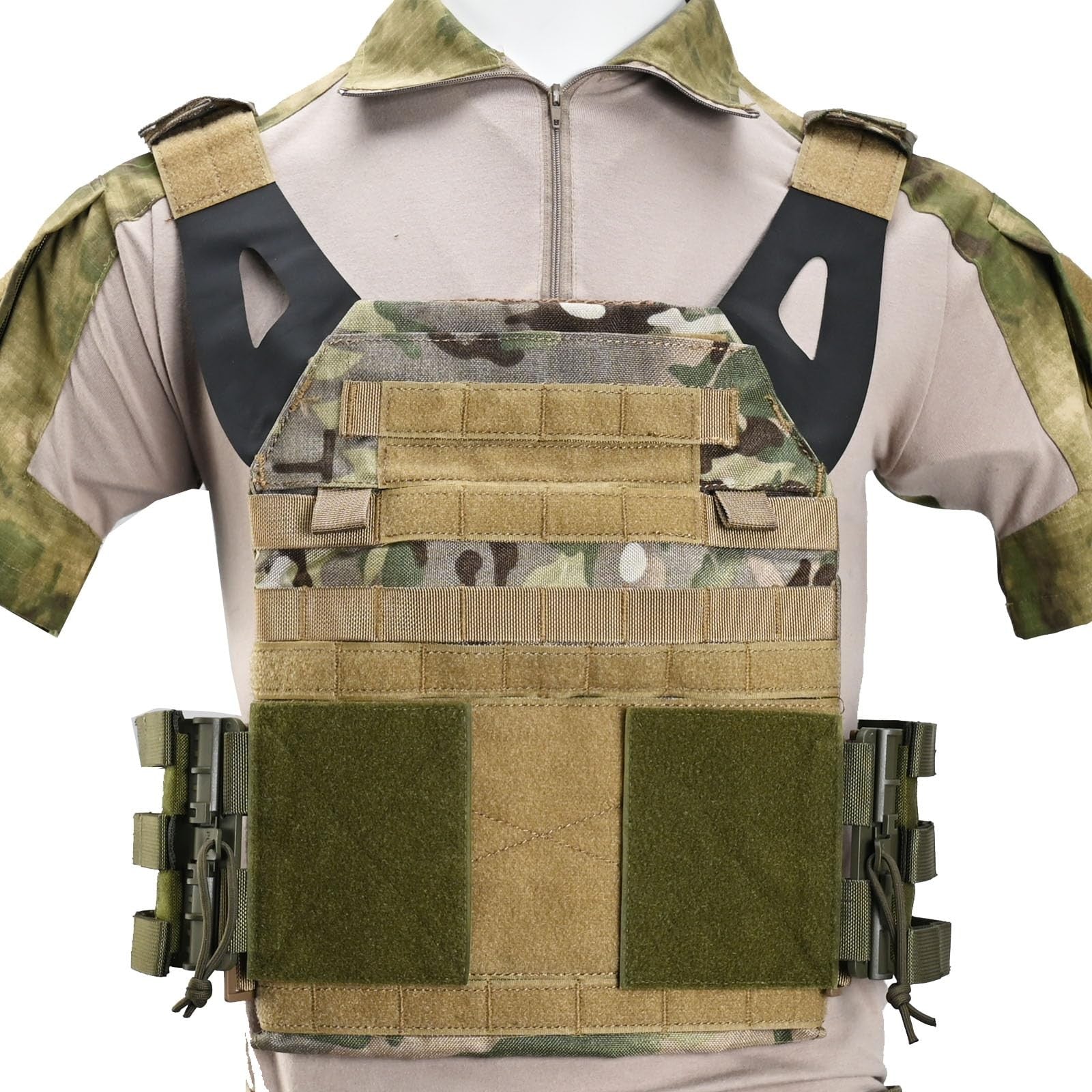 Tactifans MOLLE quick release buckle cummerbund adapter vest shown with adjustable straps and MOLLE attachment points.