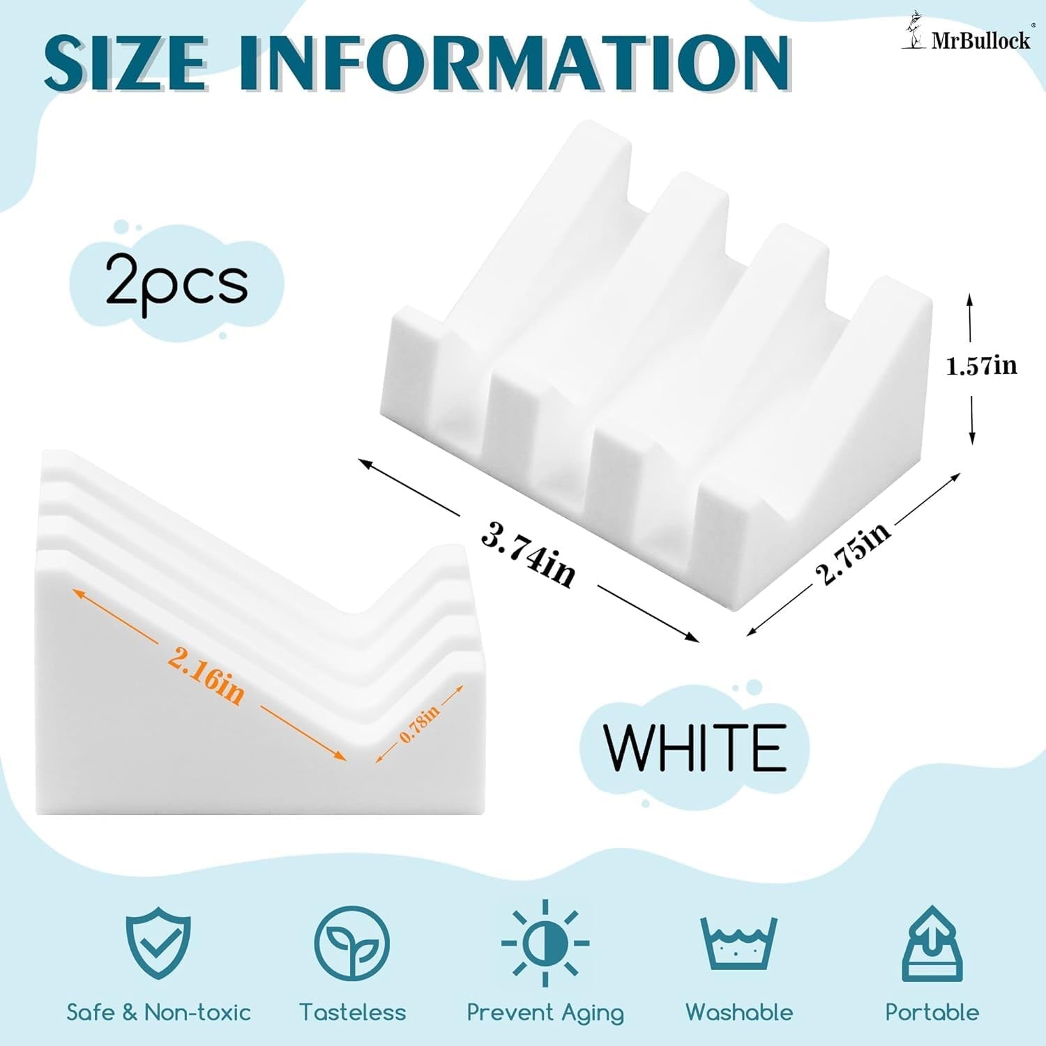 MRBULLOCK silicone soap dish for bar soap, self-draining shower bathroom soap holder with water drainage design