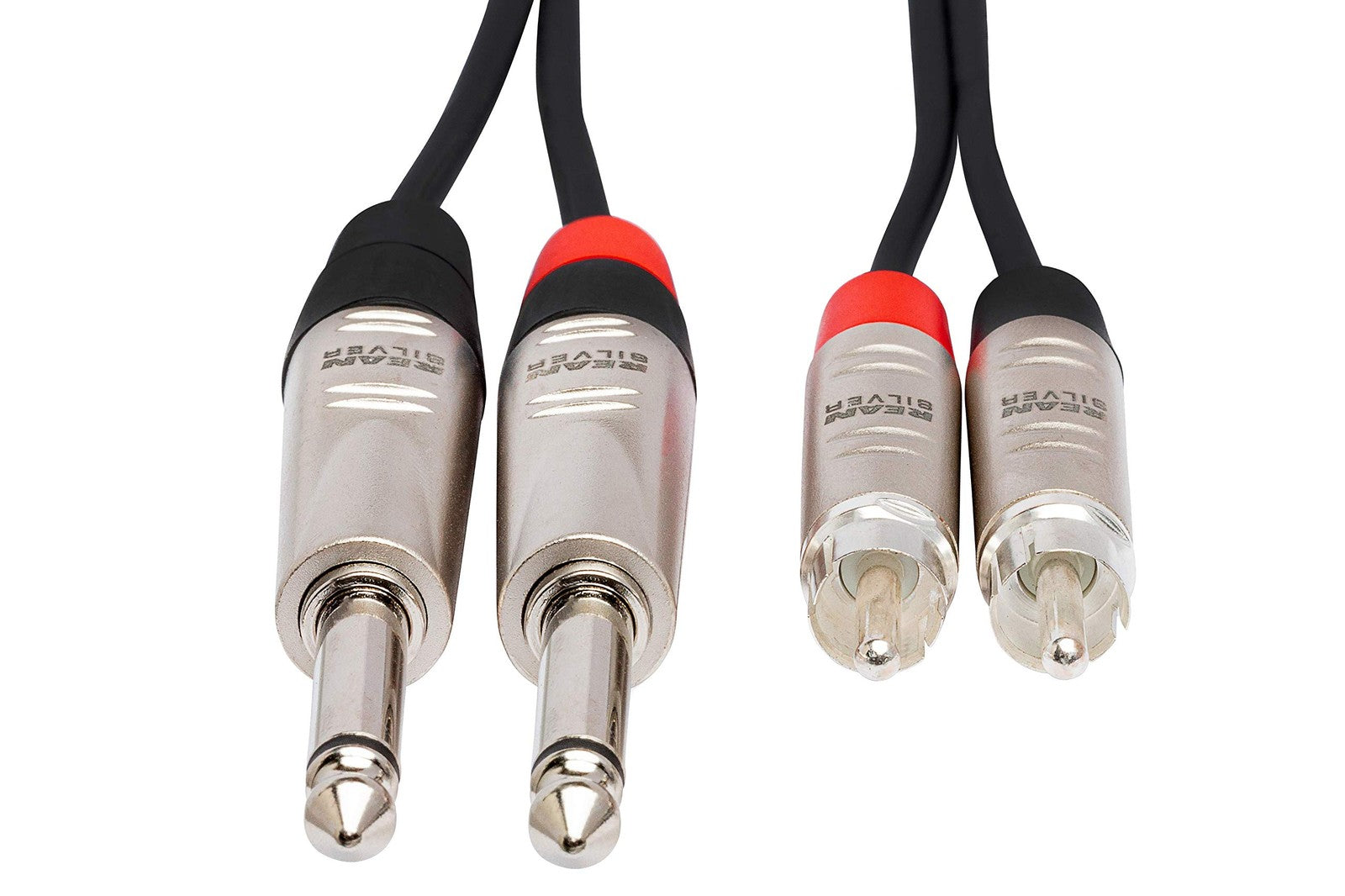 Hosa HPR-003X2 Pro stereo interconnect cable with dual REAN 1/4 inch TS connectors to RCA, 3 feet long, for audio connections