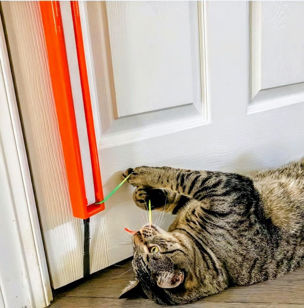 Moody Pet Fling-AMA-String cat toy with colorful strings and feather attachments for playful cats.