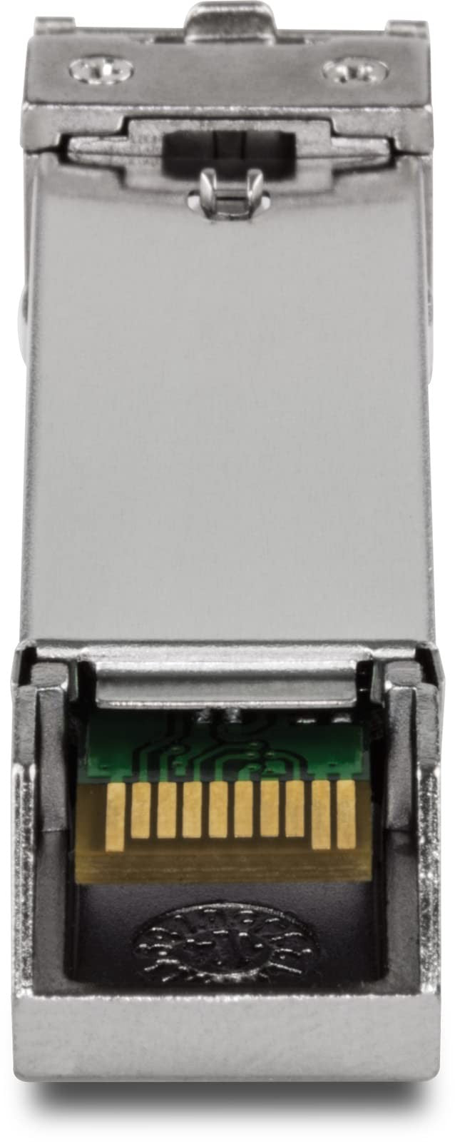 TRENDnet SFP to RJ45 industrial single-mode LC module for 1000Base-T, 10km fiber optic network connections.