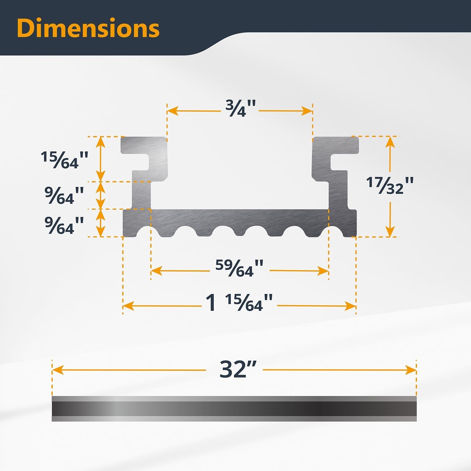 Powertec 32-inch aluminum miter T-track T-bar set for benchtop table saws and routers on workbench surface.