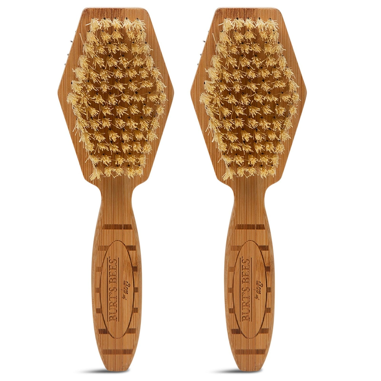 Burt's Bees for Pets double-sided dog brush with hemp bristle and pin sides for gentle grooming and effective coat care.