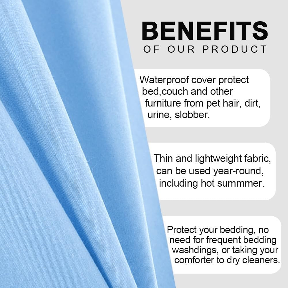DUJUIKE waterproof pet bed cover for dogs and cats, with pet hair resistant fabric, shown on a cozy pet bed.