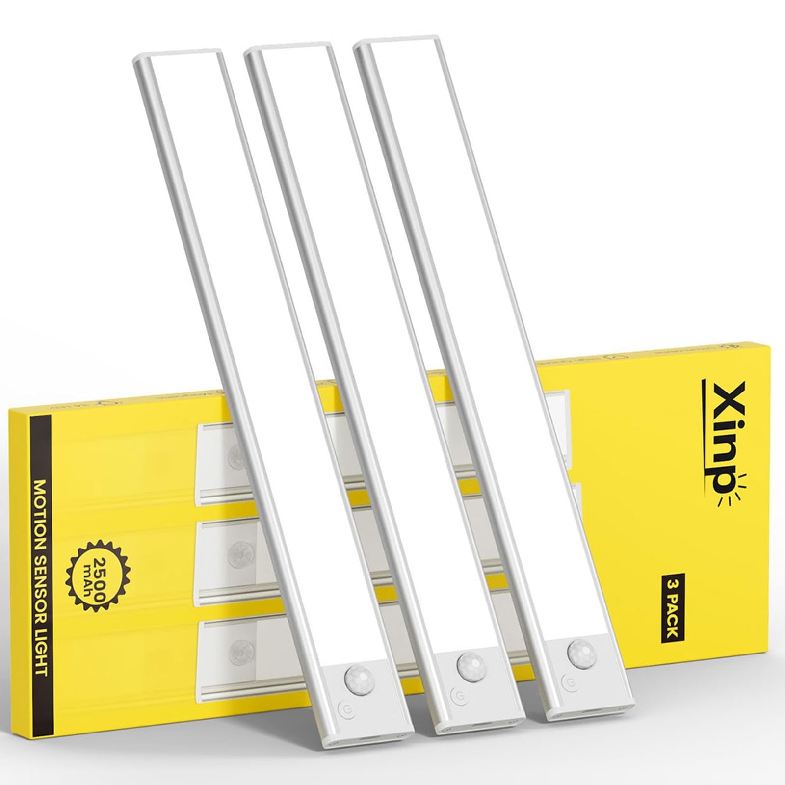 Xinp LED magnetic motion-activated under cabinet lighting installed beneath kitchen cabinets, providing bright, hands-free illumination