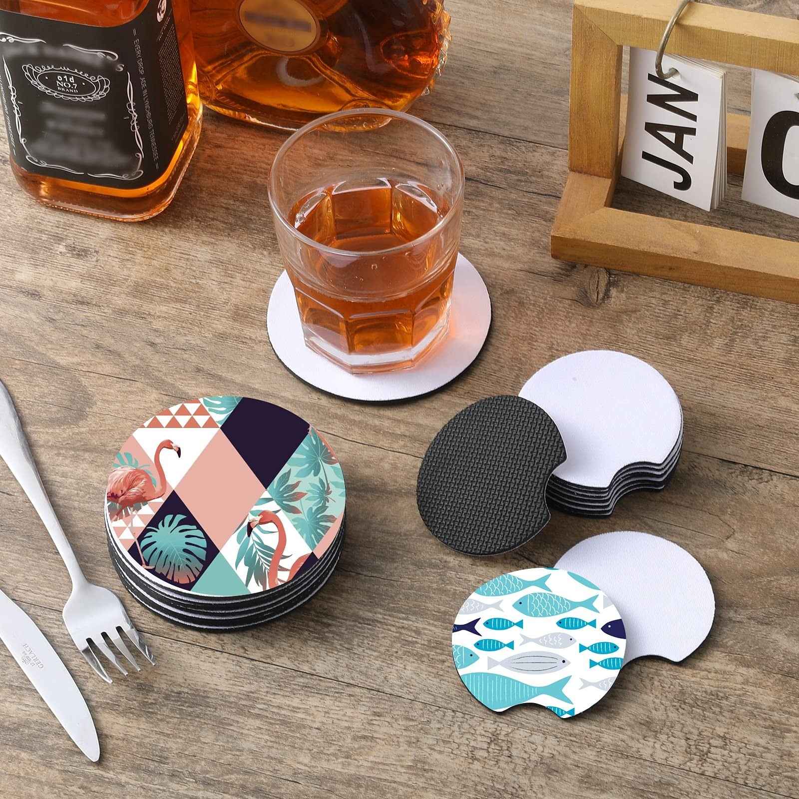 Set of 10 unbranded sublimation blank square cup coasters made of durable material, perfect for custom printing and decorating.