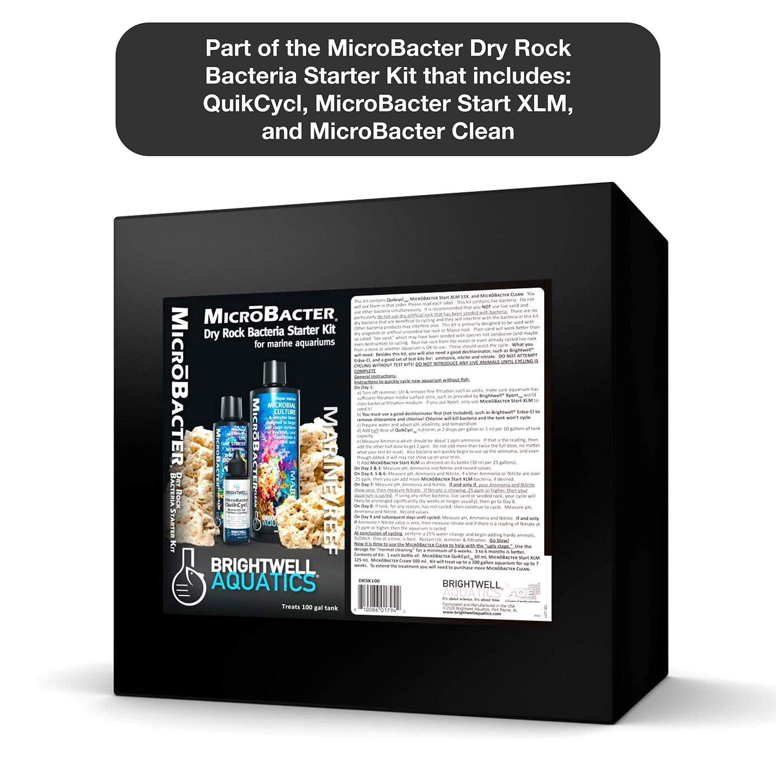 Brightwell Aquatics MicroBacter7 and MicroBacter Clean bottles with labels, bacteria and water conditioner for aquariums.