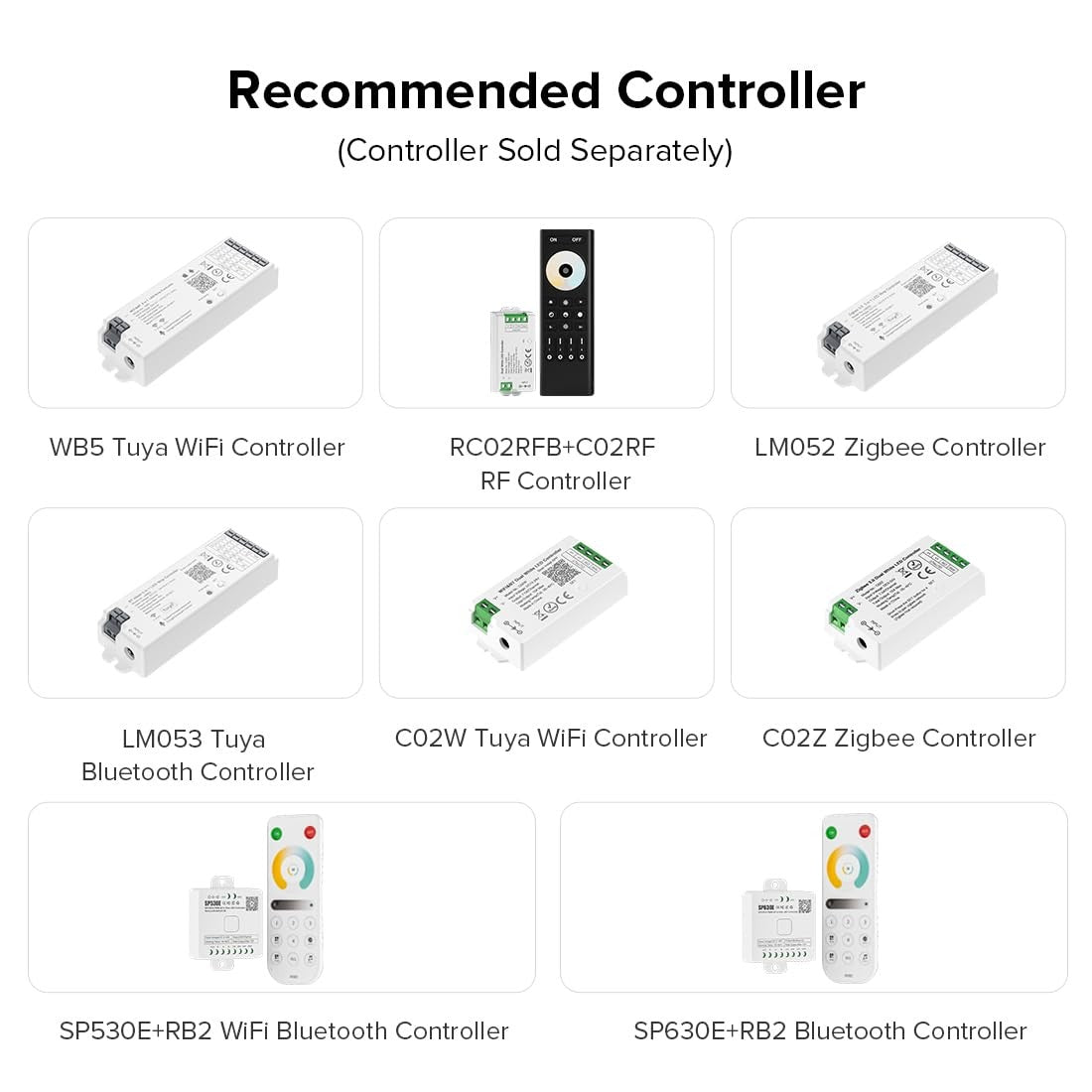 BTF-LIGHTING IP66 FCOB CCT LED strip, tunable 2700K-6500K, DC12V, 2x16.4ft, waterproof flexible lighting strip