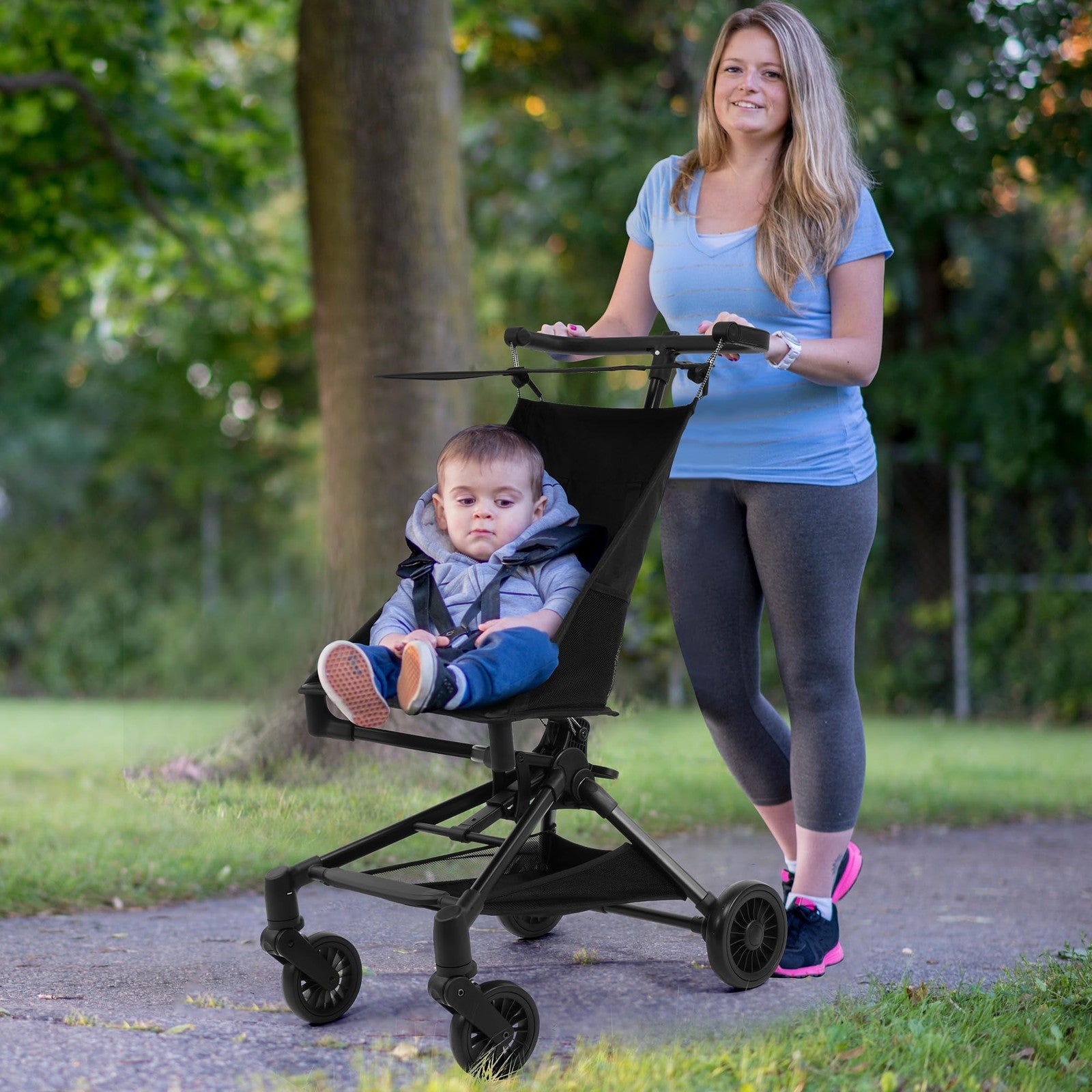 Peekabu lightweight travel stroller for airplane, compact foldable baby stroller weighing 10.5 lbs, ideal for travel and portability