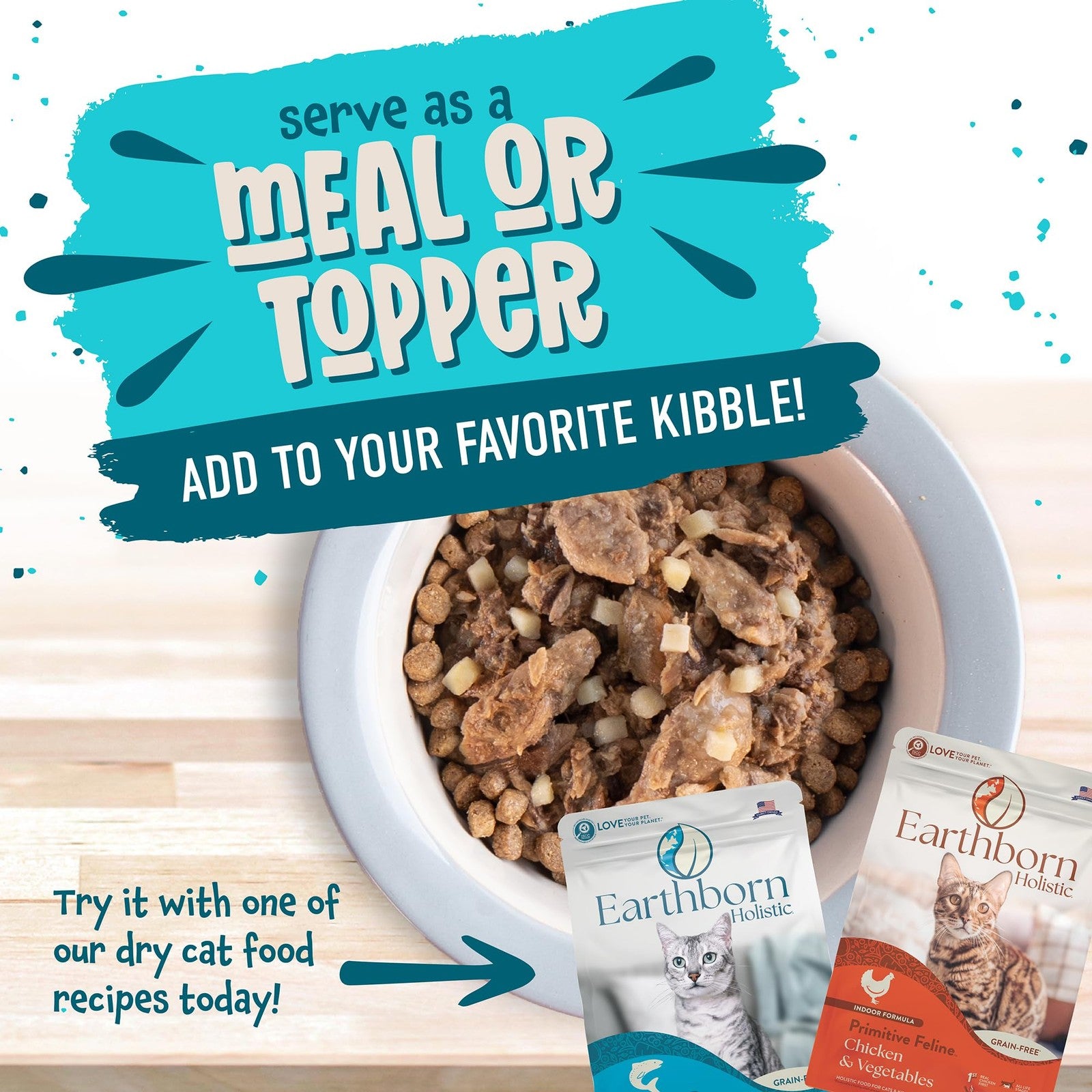 Earthborn Holistic Monterey Medley wet cat food featuring skipjack tuna and grilled mackerel in a savory dinner dish.