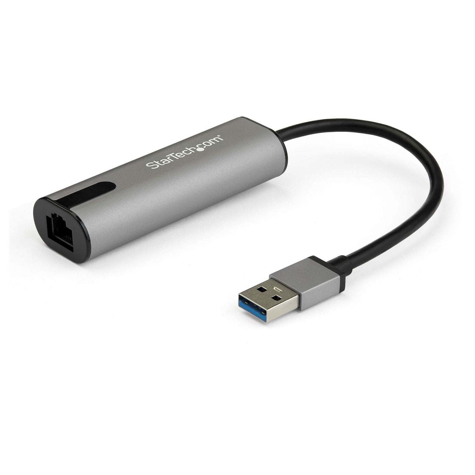 StarTech.com USB 3.0 to 2.5 Gigabit Ethernet adapter with compact design and Ethernet port for high-speed network connectivity.