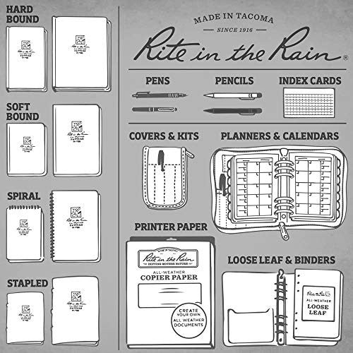 Rite In The Rain weatherproof spiral notebook kit with tan CORDURA cover and green 4x6 pages, durable for outdoor use