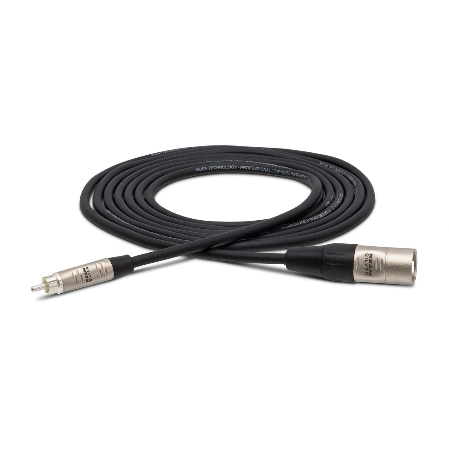 Hosa HRX-020 Pro unbalanced RCA to XLR3M audio interconnect cable, 20 feet long, with red connectors and black cable.