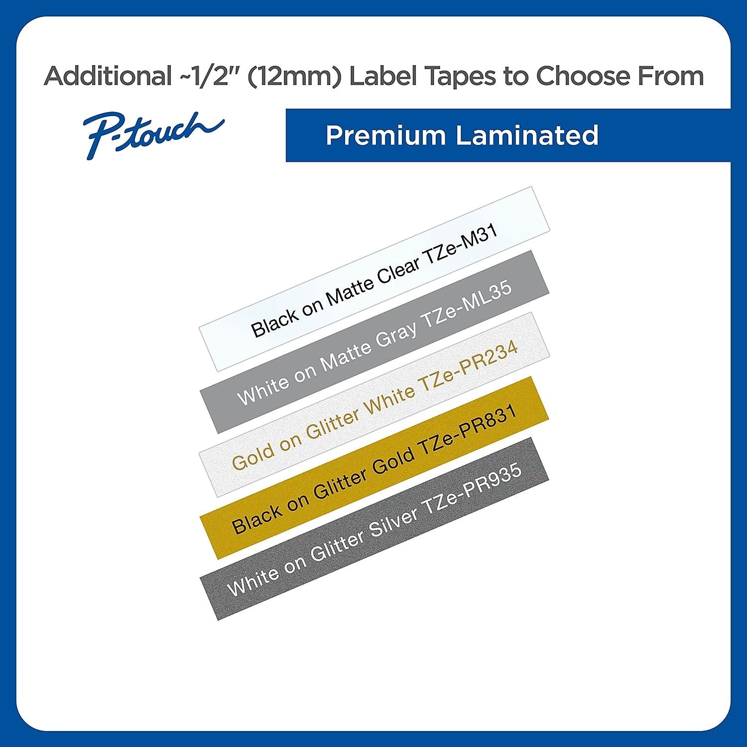 Brother Genuine P-Touch TZe-231 4-pack ½-inch black on white laminated label tape rolls, each 26 feet long.