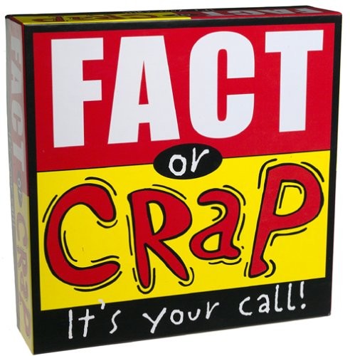 University Games Fact or Crap board game box showing colorful packaging and game components for educational trivia fun