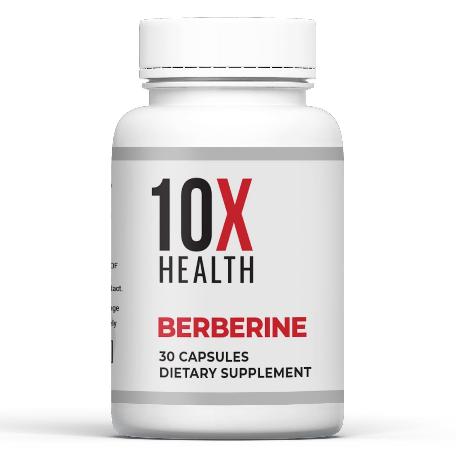 10X Health System Berberine supplement bottle with label showing 500mg dose and Dihydroberberine content.