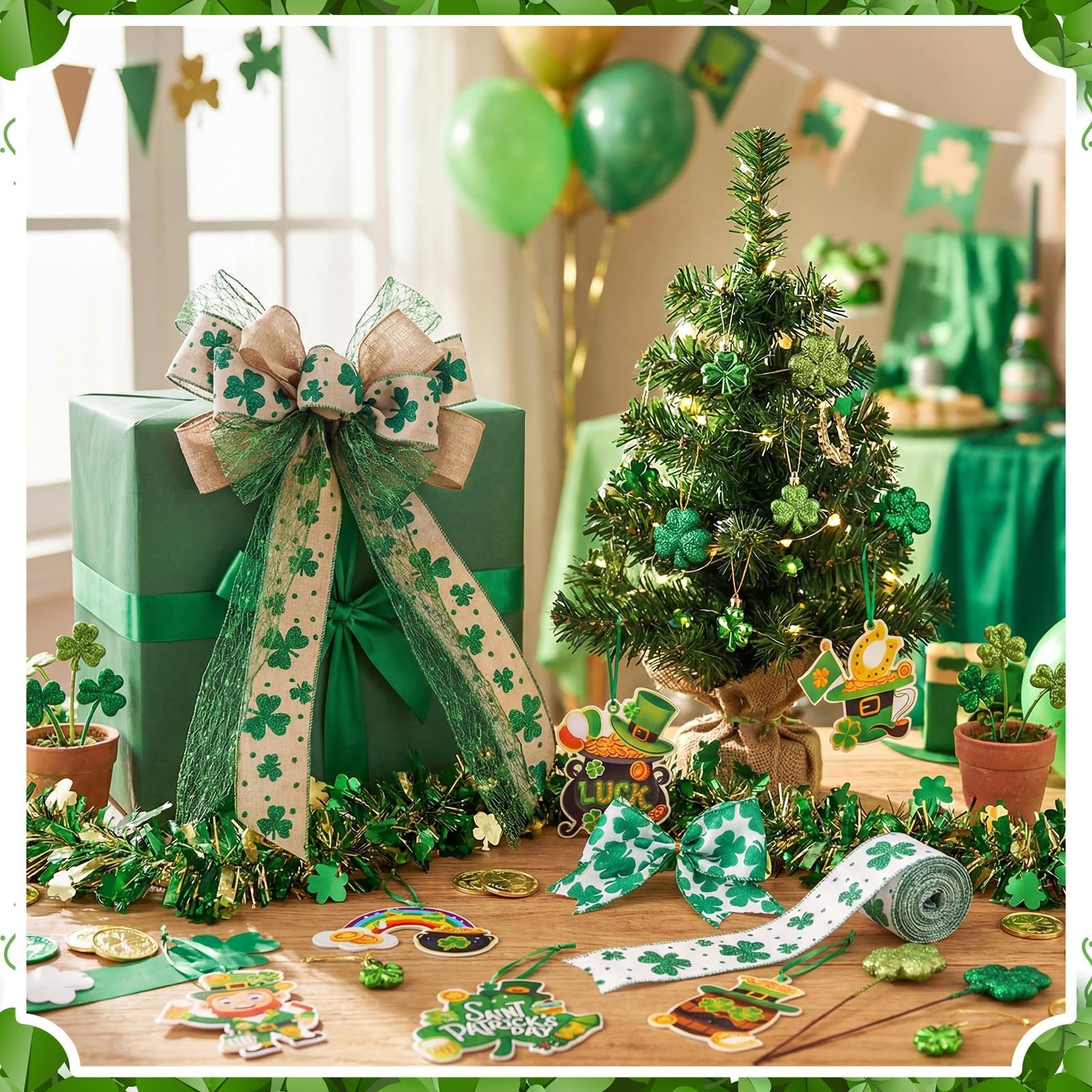 Set of 43 Halfchet St. Patrick's Day tree ornaments hanging decorations featuring Irish-themed designs for festive Irish Day celebrations.