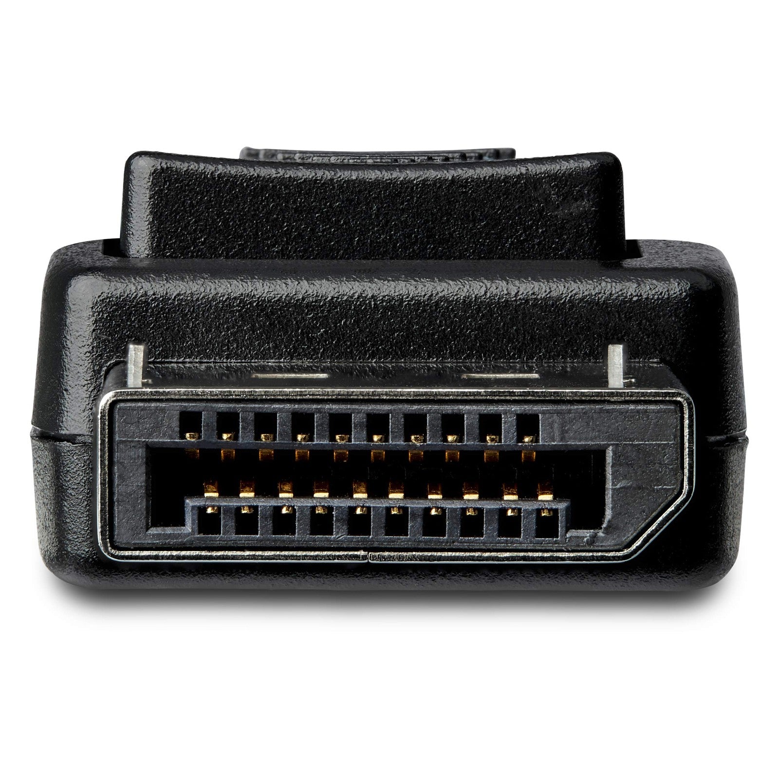 StarTech.com DisplayPort to HDMI adapter showing a compact black adapter with DisplayPort and HDMI ports for 4K 60Hz HDR10 support