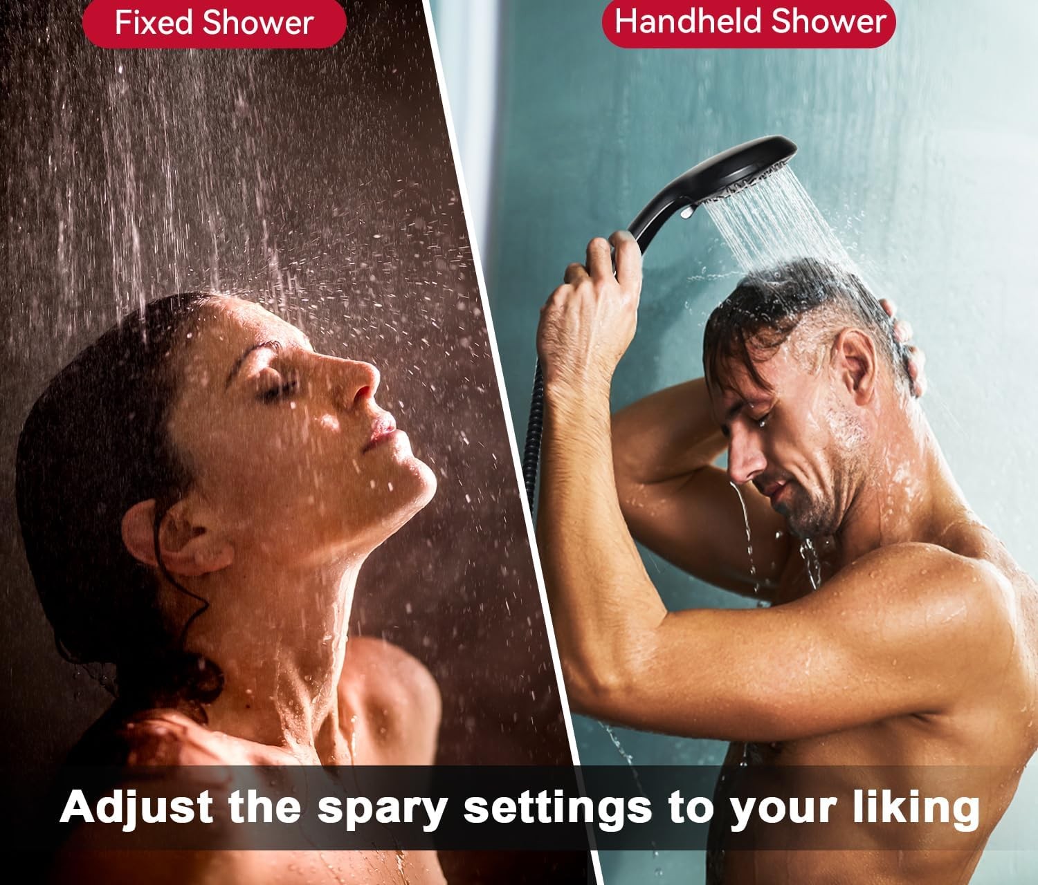 GRICH 2.5 GPM shower head with handheld attachment, high-pressure 2-in-1 shower head for versatile bathroom use