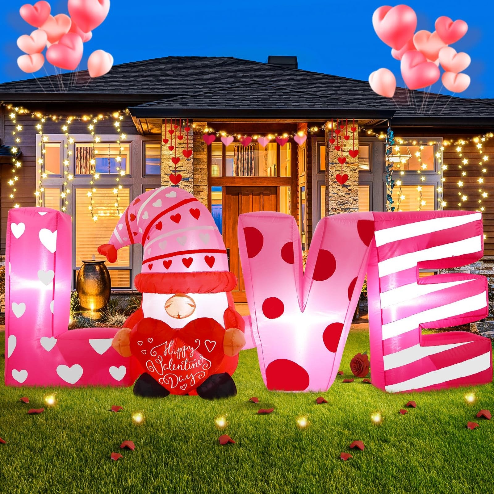Wabolay 6ft Valentine’s Day inflatable outdoor decoration with heart and love-themed design for festive outdoor display