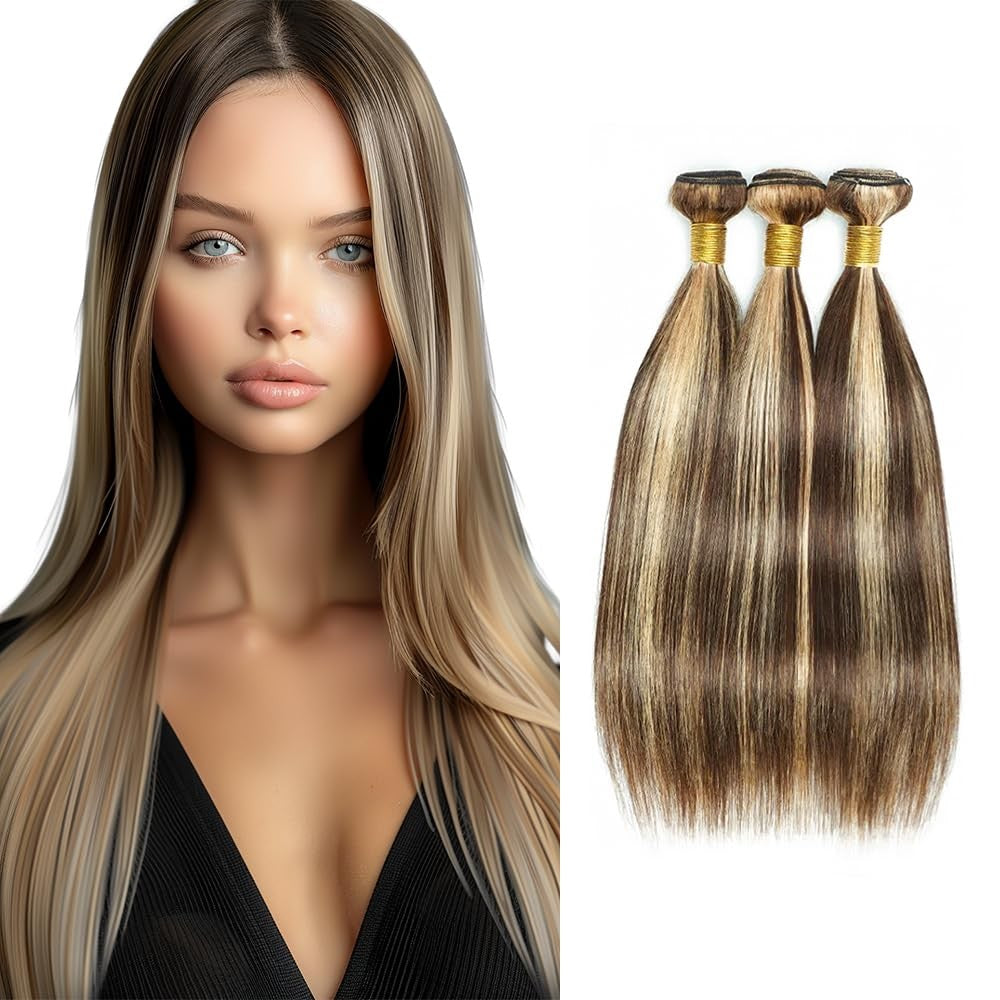 Biliisyff blonde Brazilian virgin human hair bundles in P4/613 straight texture, displayed in natural bundle form.