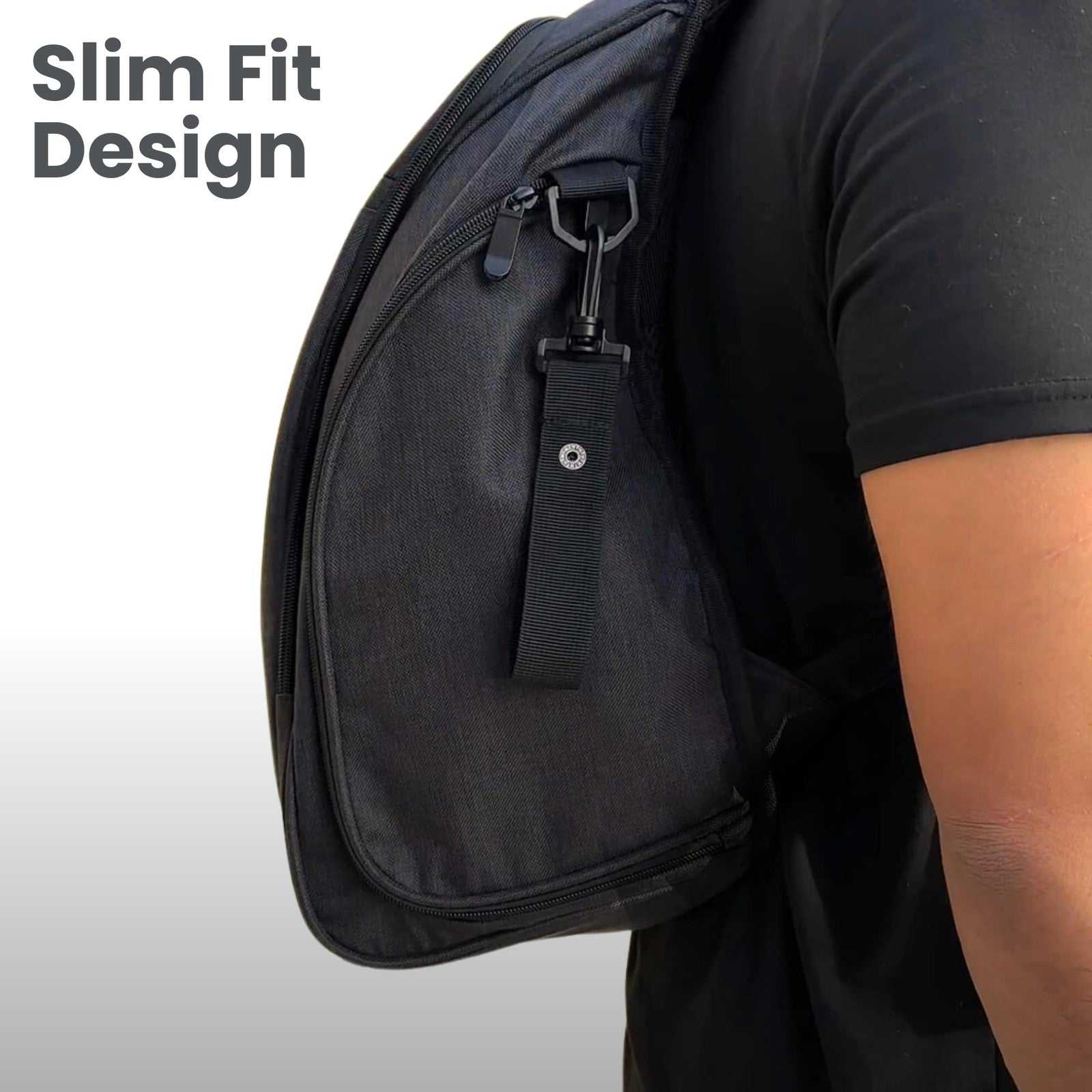 Black JOHAR Diaper Backpack with spacious compartments, waterproof polyester, insulated bottle pocket, changing pad, and travel-friendly design